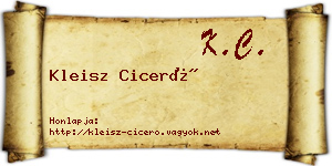 Kleisz Ciceró névjegykártya